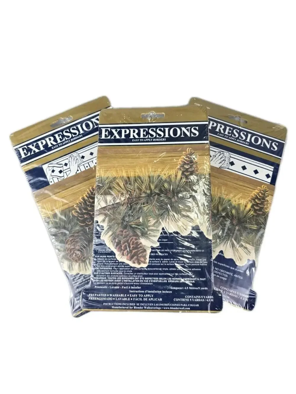 Expressions Lot Of 3 Die Cut Pine Swag Cone Cabin Lodge Evergreen Border Vtg NEW